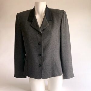 New Alex Garfield Grey Black Triacetate Polyester Classic Jacket size 10 Petite